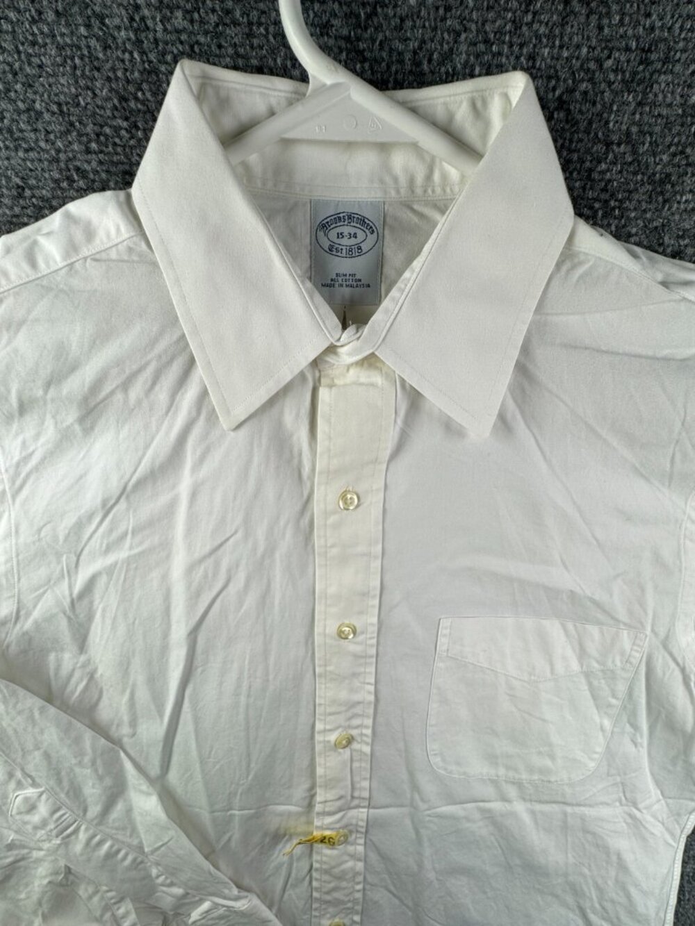 Brooks Brothers Men Button Up Shirt Long Sleeve 15 34 Slim Fit All Cotton Adult*